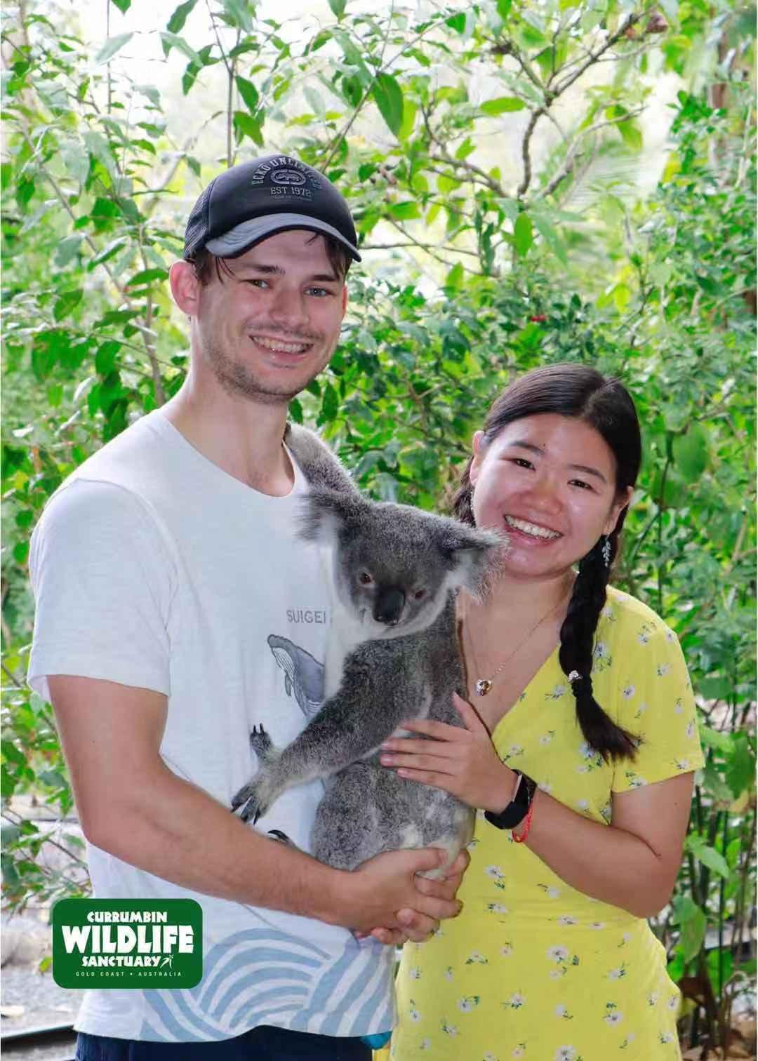 Martin and Jing with a koala