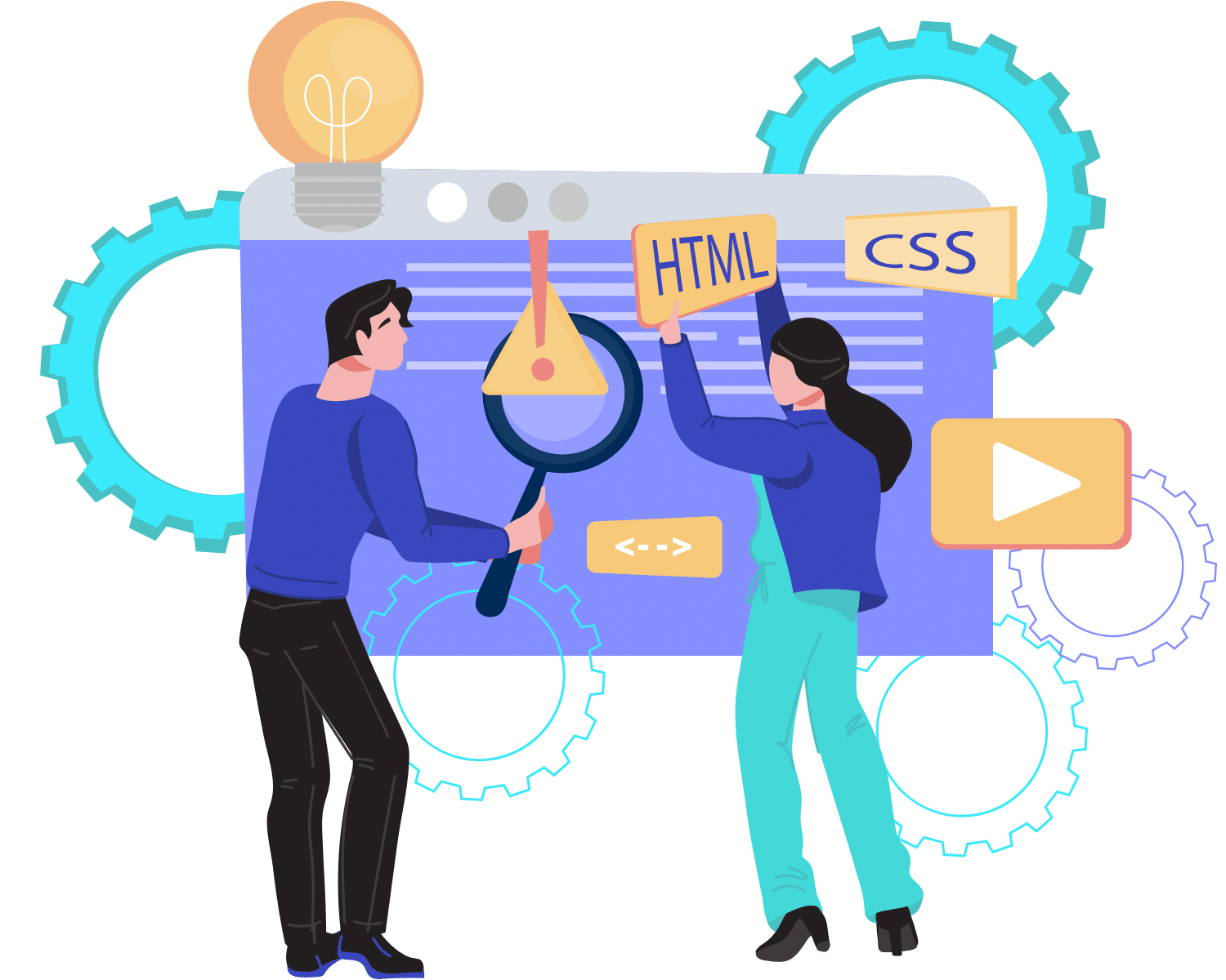 Two people are checking every element of a website carefully, making sure the website is fully operational and optimised.